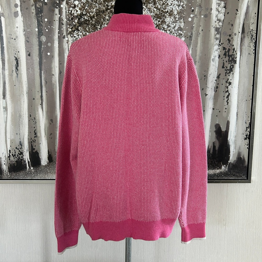 Vineyard Vines by Shep & Ian Pink Two-Tone Pattern Weave Textured Quarter Zip L - Picture 5 of 9